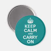 Blauwgroen kalm houden en doorgaan magneet (Voorkant / Achterkant)