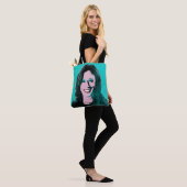 Blauwgroen Kamala Harris Pop Art Tote Bag (Op model)