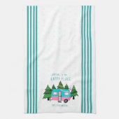 Blauwgroen  kamperingsteken theedoek (Verticaal)