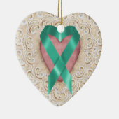 Blauwgroen kankerlint uit het hart - SRF Keramisch Ornament (Rechts)