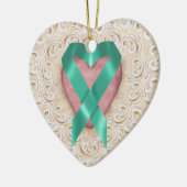 Blauwgroen kankerlint uit het hart - SRF Keramisch Ornament (Links)