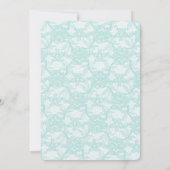 Blauwgroen Kant Achtergrond Bruiloft Kaart (Achterkant)