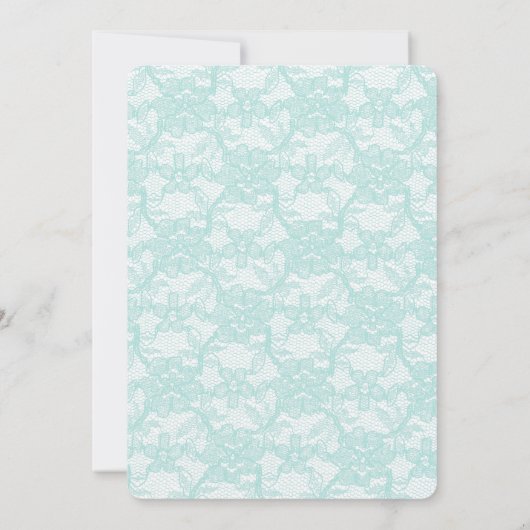  Blauwgroen Kant Achtergrond Bruiloft Kaart (Achterkant)