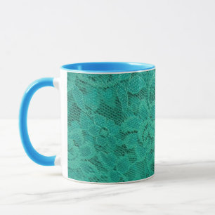 Blauwgroen kant mok