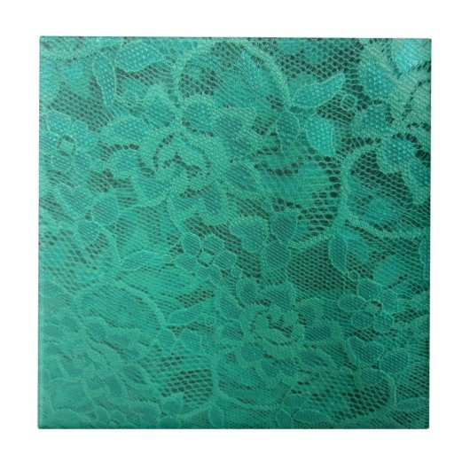 Blauwgroen kant tegeltje (Voorkant)