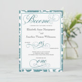 Blauwgroen kant wordt één Christelijke bruiloft Kaart (Staand voorkant)