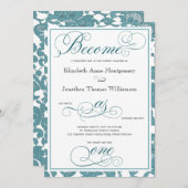 Blauwgroen kant wordt één Christelijke bruiloft Kaart (Voorkant / Achterkant)
