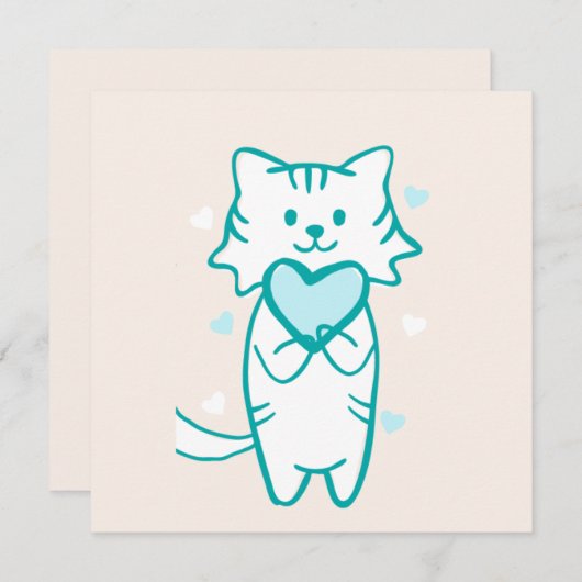 Blauwgroen Kat (Voorkant / Achterkant)