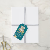 Blauwgroen kat in luiers Baby shower dank u Label Cadeaulabel (Met Touw)