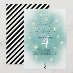 Blauwgroen katoenSnoep Sweet Boy Birthday Uitnodig Kaart