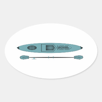 Blauwgroen Kayak Oval Sticker