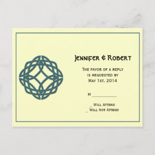 Blauwgroen Keltische Eternity Knot RSVP-Briefkaart Uitnodiging Briefkaart