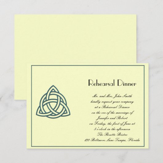 Blauwgroen Keltische Niet Wedding Rehearsal Kaart (Voorkant / Achterkant)
