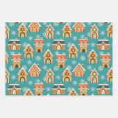 Blauwgroen Kerst Gingerbread Cookies Sneeuwvlokken Inpakpapier Vel (Voorkant)