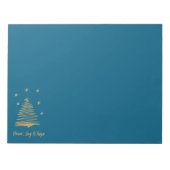 Blauwgroen Kerst Gouden Boom Vrede Joy Hope Corpor Notitieblok (Voorkant)
