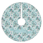 Blauwgroen Kerst Holly Berries Patroon#17 ID1009 Kerstboom Rok (Voorkant)