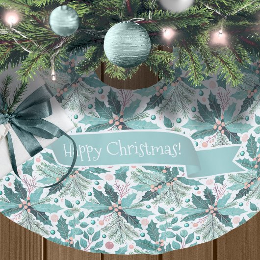 Blauwgroen Kerst Holly Berries Patroon#17 ID1009 Kerstboom Rok