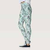 Blauwgroen Kerst Holly Berries Patroon#17 ID1009 Leggings (Links)