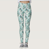Blauwgroen Kerst Holly Berries Patroon#17 ID1009 Leggings (Voorkant)