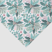 Blauwgroen Kerst Holly Berries Patroon#17 ID1009 Tissuepapier (Detail)