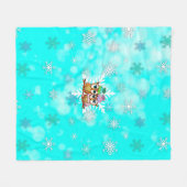 Blauwgroen kerst met Waterverf en sneeuwvlokken Fleece Deken (Voorkant (Horizontaal))