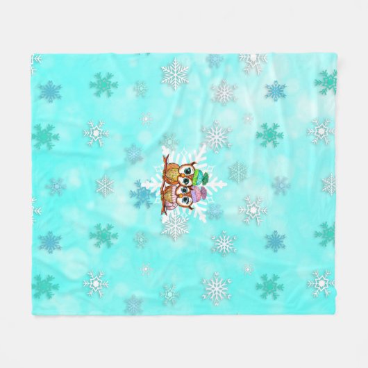 Blauwgroen kerst met Waterverf en sneeuwvlokken Fleece Deken (Voorkant (Horizontaal))