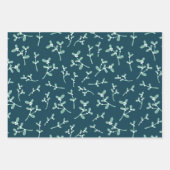 Blauwgroen kerstAfbeeldingen Snowflakes Twigs Patt Inpakpapier Vel (Voorkant 3)