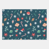 Blauwgroen kerstAfbeeldingen Snowflakes Twigs Patt Inpakpapier Vel (Voorkant)