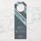 Blauwgroen kerstband ID862 Flessenhanger (Voorkant)