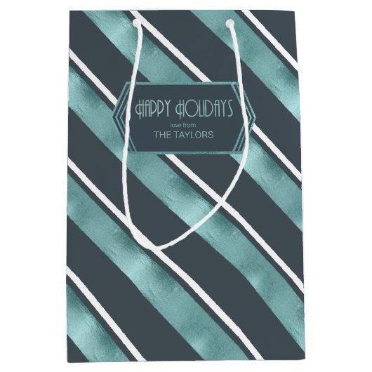 Blauwgroen kerstband ID862 Medium Cadeauzakje (Voorkant)