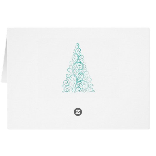 Blauwgroen kerstbomen en sneeuwvlokken (Achterkant Horizontaal)