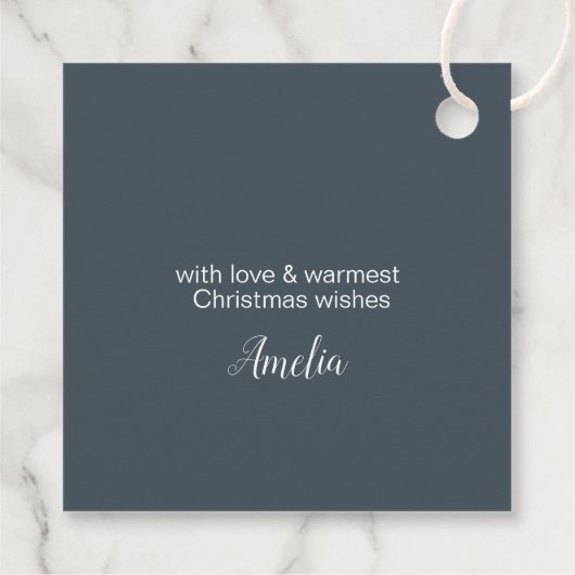 Blauwgroen kerstbomen en Snowflakes ID863 Bedankjes Labels (Achterkant)