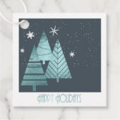 Blauwgroen kerstbomen en Snowflakes ID863 Bedankjes Labels (Voorkant)