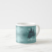 Blauwgroen kerstbomen en Snowflakes ID863 Espresso Kop (Voorkant rechts)