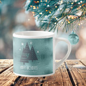 Blauwgroen kerstbomen en Snowflakes ID863 Espresso Kop