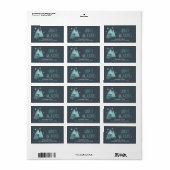 Blauwgroen kerstbomen en Snowflakes ID863 Etiket (Full Sheet)