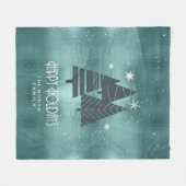 Blauwgroen kerstbomen en Snowflakes ID863 Fleece Deken (Voorkant (Horizontaal))