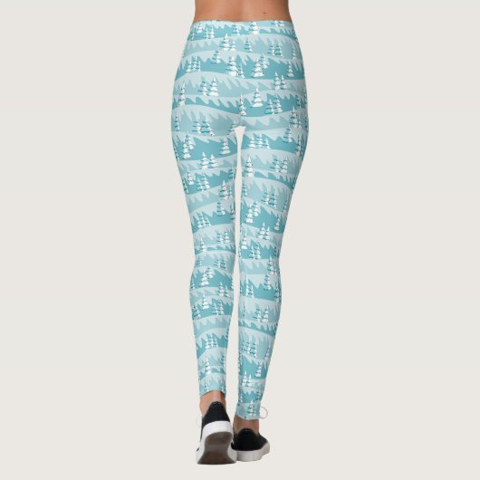 Blauwgroen kerstbomen leggings (Achterkant)