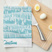 Blauwgroen kerstbomen theedoek (Quarter Fold)