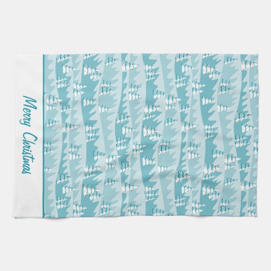 Blauwgroen kerstbomen theedoek (Horizontaal)