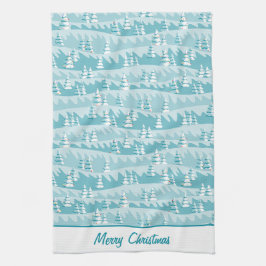 Blauwgroen kerstbomen theedoek