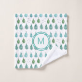 Blauwgroen kerstbomen voor monogram bad handdoek (Wasdoekje)