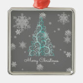 Blauwgroen kerstboom en Ornament Snowflakes (Voorkant)