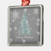 Blauwgroen kerstboom en Ornament Snowflakes (Links)