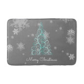 Blauwgroen kerstboom en snowflakes Bath Mat (Voorkant)
