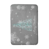 Blauwgroen kerstboom en snowflakes Bath Mat (Voorkant Verticaal)