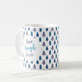 Blauwgroen kerstboom Live Laugh Love Persoonlijk Koffiemok (Voorkant links)