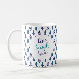 Blauwgroen kerstboom Live Laugh Love Persoonlijk Koffiemok