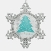 Blauwgroen kerstboomblauw Ornament (Voorkant)