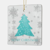 Blauwgroen kerstboomkeramisch Ornament (Links)